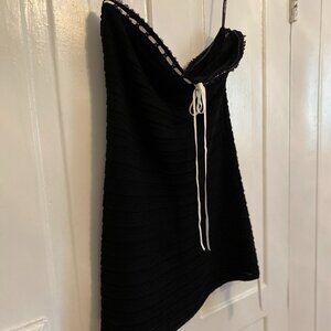 For Love And Lemons Black Knit Strapless Mini Dress XL